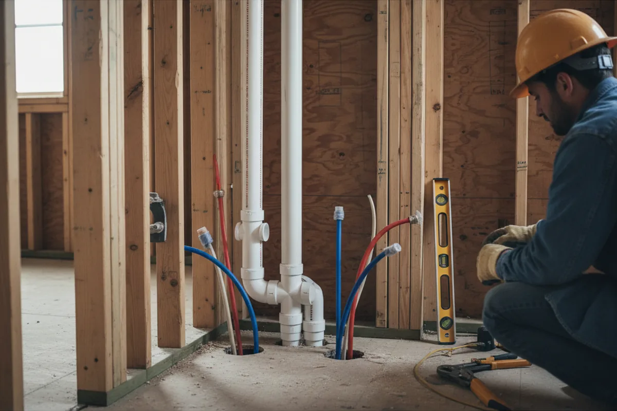 Drain and supply rough-in during Garbage Disposal Repair in Chadwick